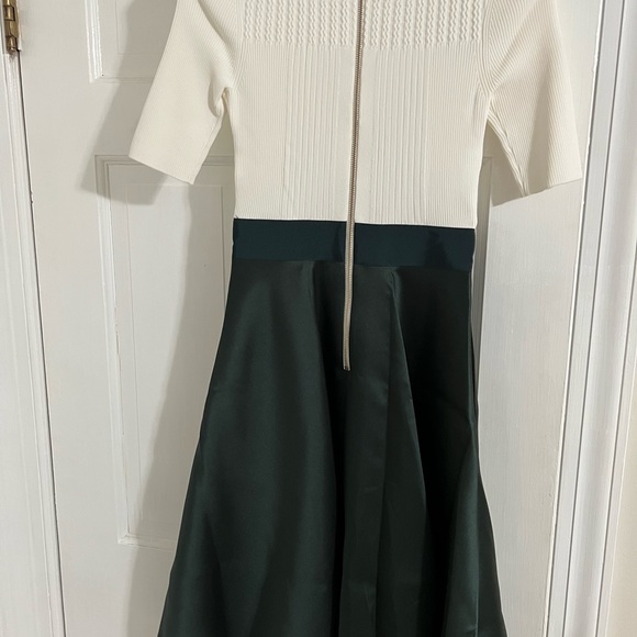 Ted Baker White and Hunter Green Tafetta Dress Size 1 - Picture 5 of 6